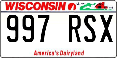 WI license plate 997RSX