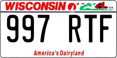 WI license plate 997RTF