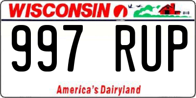 WI license plate 997RUP