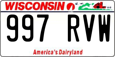 WI license plate 997RVW
