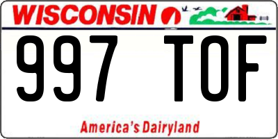 WI license plate 997TOF
