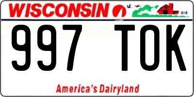 WI license plate 997TOK