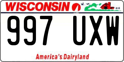 WI license plate 997UXW