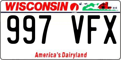 WI license plate 997VFX