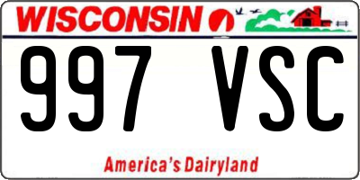 WI license plate 997VSC