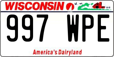WI license plate 997WPE