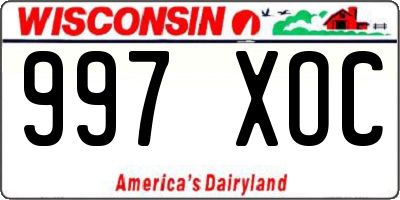 WI license plate 997XOC