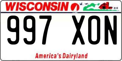 WI license plate 997XON