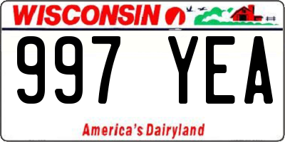 WI license plate 997YEA