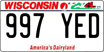 WI license plate 997YED