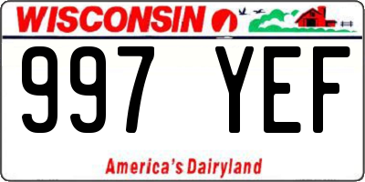 WI license plate 997YEF