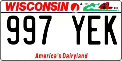 WI license plate 997YEK