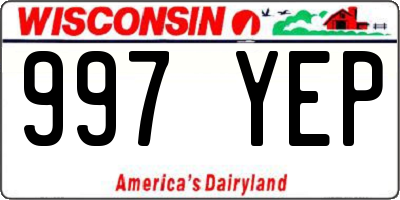 WI license plate 997YEP