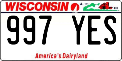 WI license plate 997YES