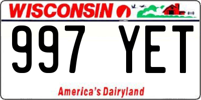 WI license plate 997YET
