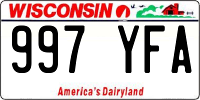 WI license plate 997YFA