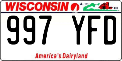 WI license plate 997YFD