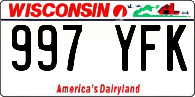 WI license plate 997YFK