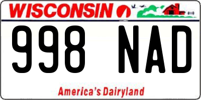 WI license plate 998NAD