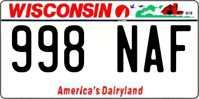 WI license plate 998NAF