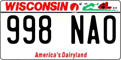 WI license plate 998NAO
