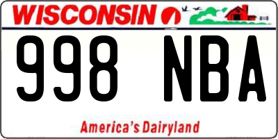 WI license plate 998NBA