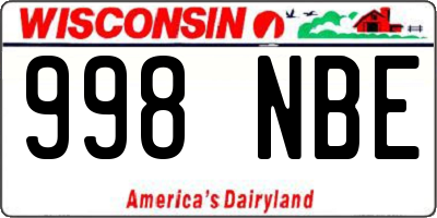 WI license plate 998NBE