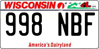 WI license plate 998NBF