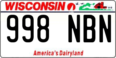 WI license plate 998NBN
