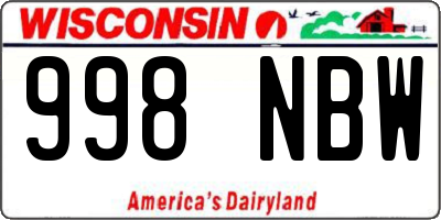 WI license plate 998NBW