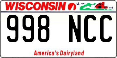 WI license plate 998NCC