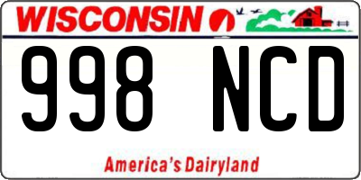 WI license plate 998NCD