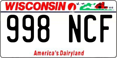 WI license plate 998NCF
