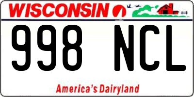 WI license plate 998NCL