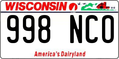 WI license plate 998NCO