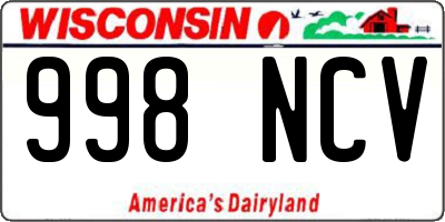 WI license plate 998NCV