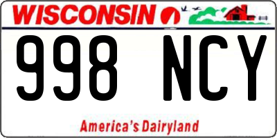 WI license plate 998NCY