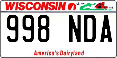 WI license plate 998NDA