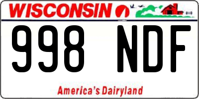 WI license plate 998NDF