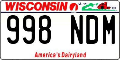 WI license plate 998NDM