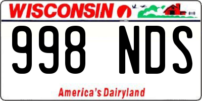 WI license plate 998NDS