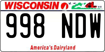 WI license plate 998NDW
