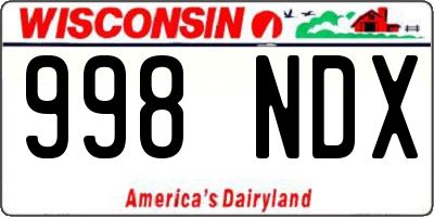 WI license plate 998NDX