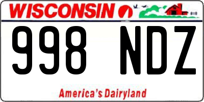 WI license plate 998NDZ