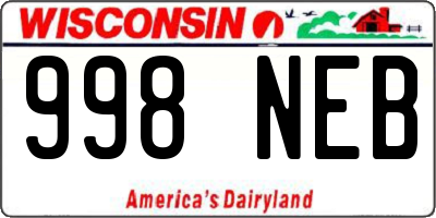 WI license plate 998NEB