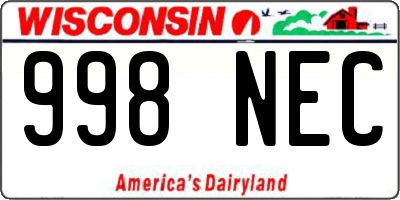 WI license plate 998NEC
