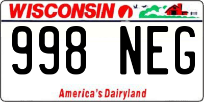WI license plate 998NEG