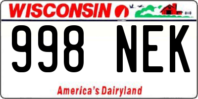 WI license plate 998NEK