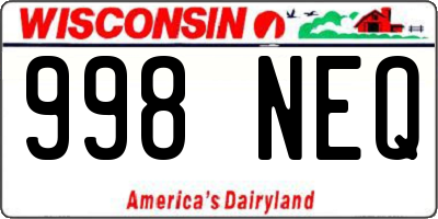 WI license plate 998NEQ