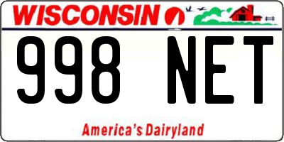 WI license plate 998NET